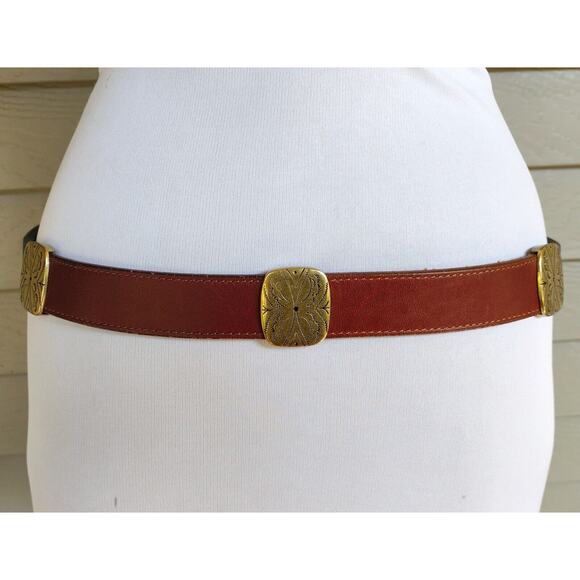 Brighton Brown Leather Belt with Gold-Tone Buckle